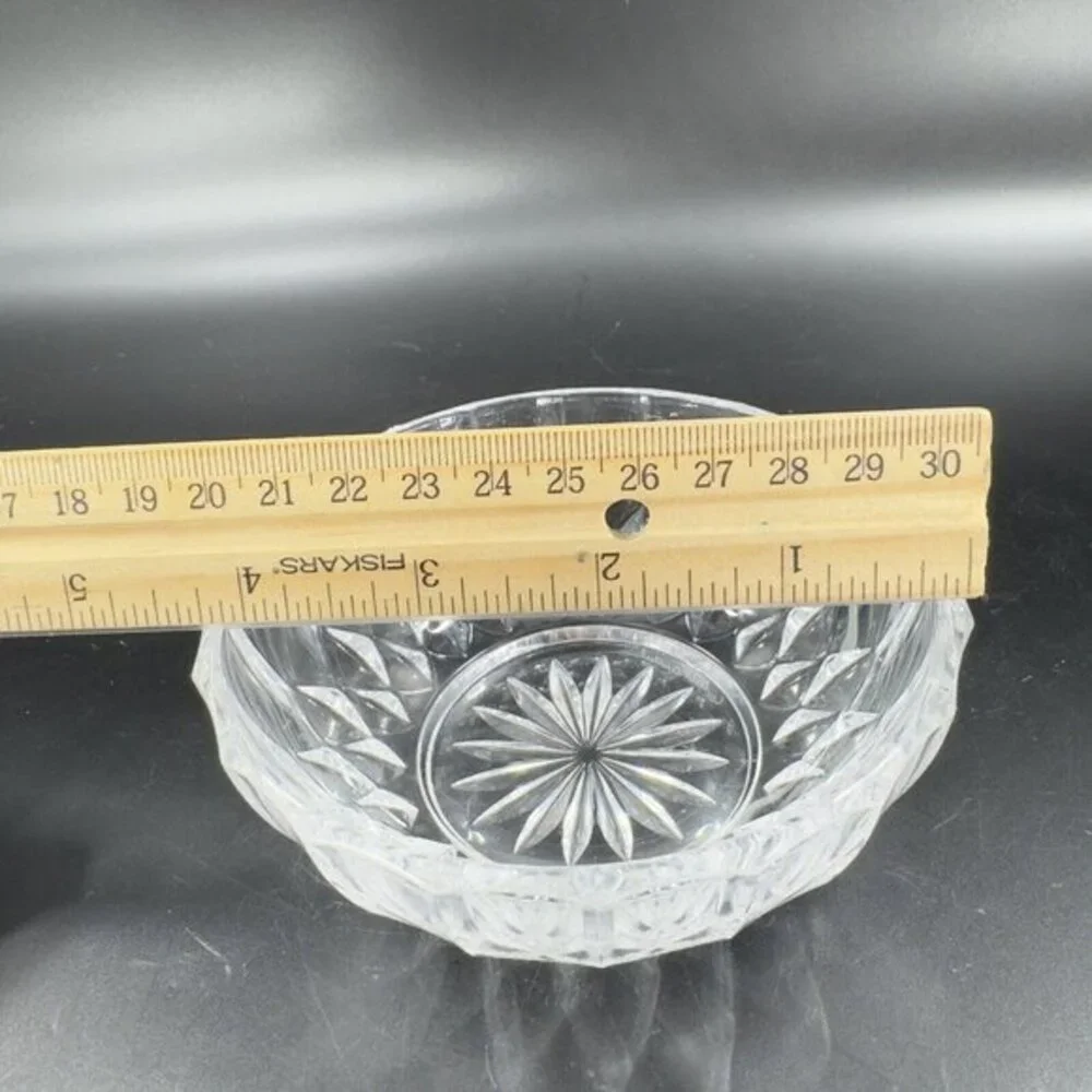 Val St. Lambert Crystal Clear Glass‎ Round Dish Bowl Signed On Bottom Vintage